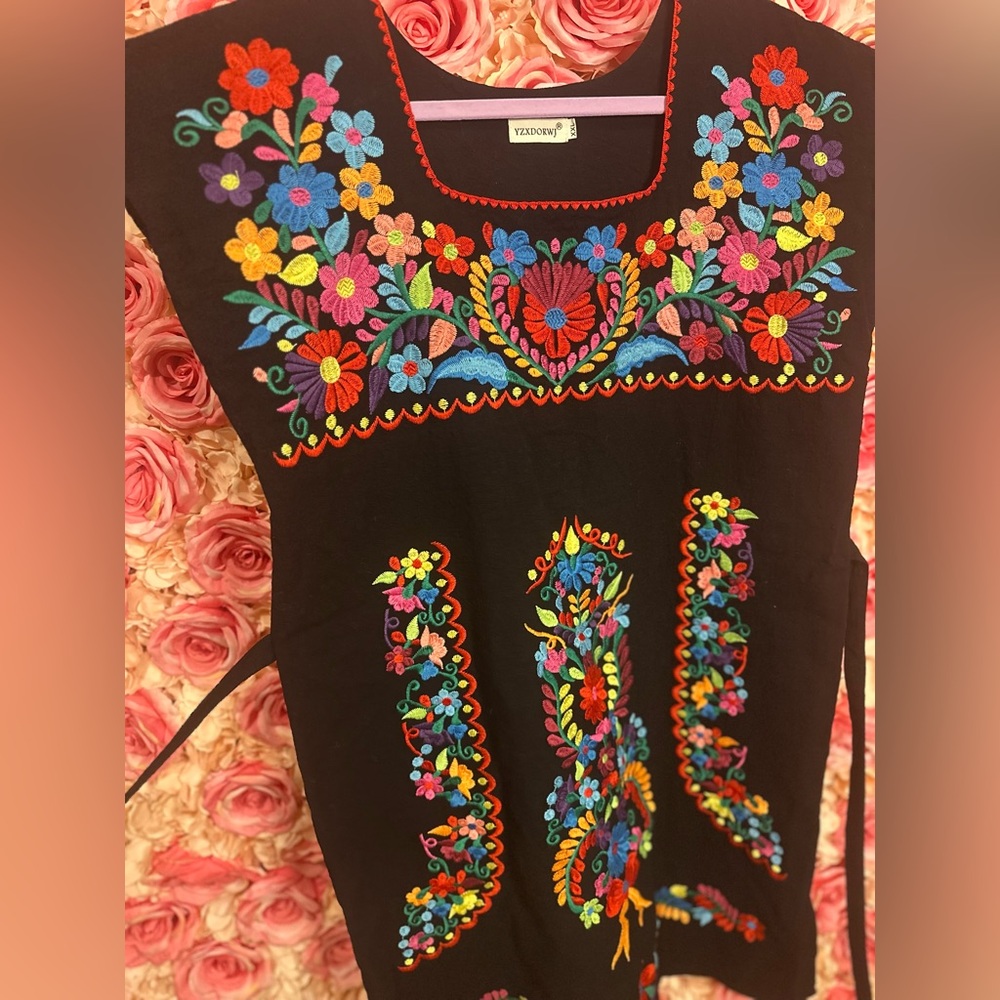 Black and colorful floral dress